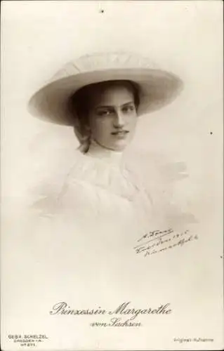 Ak Prinzessin Margarethe von Sachsen, Hut