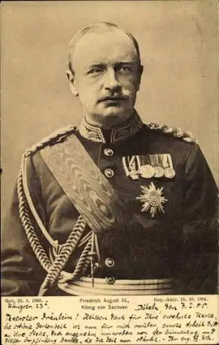 Ak König Friedrich August III. von Sachsen, Uniform, Orden