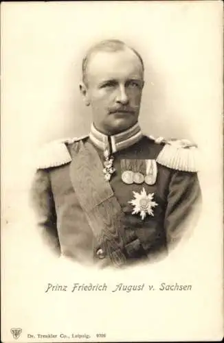 Ak König Friedrich August von Sachsen, Porträt in Uniform, Orden