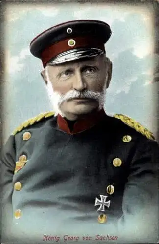 Ak König Georg von Sachsen, Portrait, Uniform, Schirmmütze