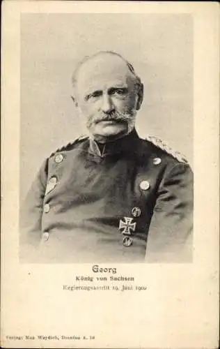 Ak König Georg von Sachsen, Portrait, Trauerkarte