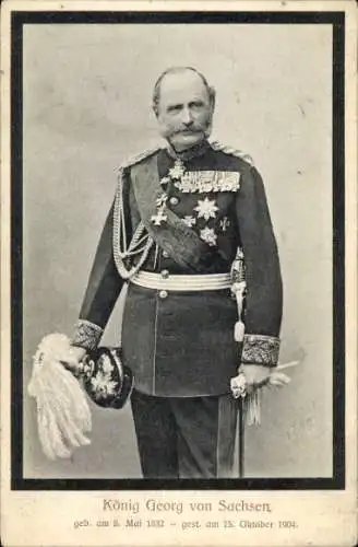 Ak König Georg von Sachsen, Portrait, Trauerkarte