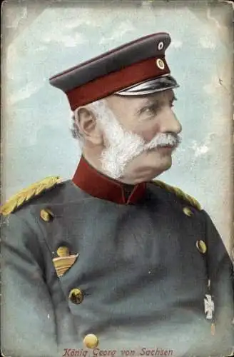 Ak König Georg von Sachsen, Porträt in Uniform, Schirmmütze