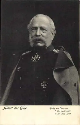 Ak König Albert von Sachsen, Portrait, Uniform, Eisernes Kreuz