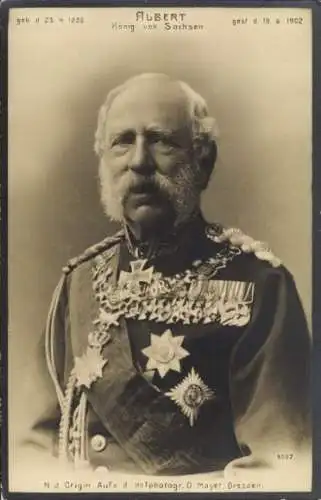 Ak König Albert von Sachsen, Portrait in Uniform, Orden