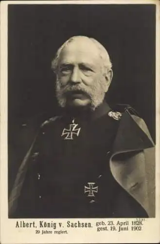 Ak König Albert von Sachsen, Portrait, Uniform, Eisernes Kreuz