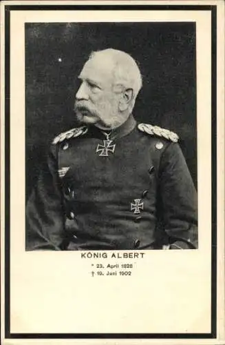 Ak König Albert von Sachsen, Portrait in Uniform, Eisernes Kreuz