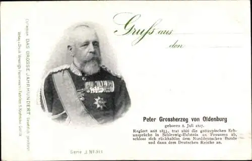 Ak Peter Großherzog von Oldenburg, Porträt in Uniform