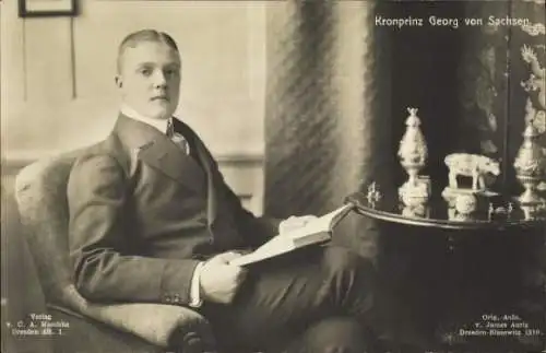 Ak Kronprinz Georg von Sachsen, Beim Lesen