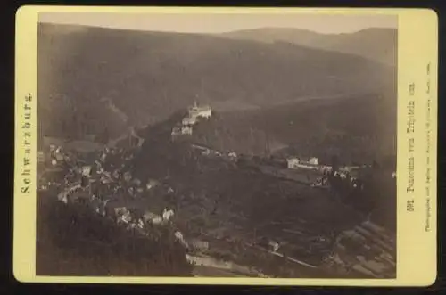 Cabinet Foto Schloß Schwarzburg mit Rudolstadt vom Tripstein aus gesehen