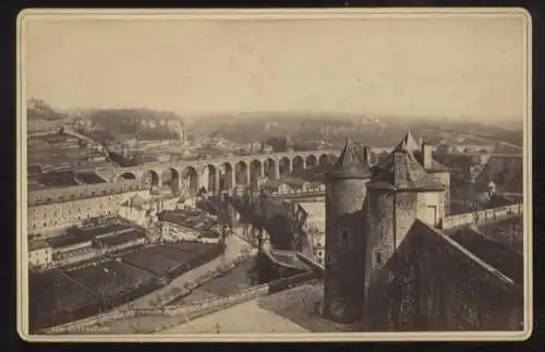 Cabinet Foto Luxembourg-Clausen, Totalansicht mit Burg und Viadukt