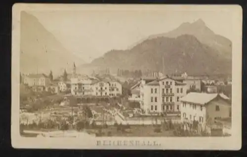 CdV Foto Blick auf Reichenhall, Wohnhäuser, Kirche, Berge