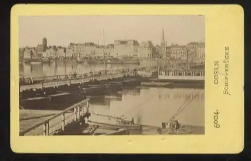 CdV Foto Schiffbrücke über den Rhein, Im Hintergrund Blick auf Köln