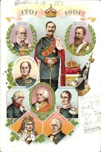 Litho Preußisches Königshaus, 1701 bis 1901, Kaiser Wilhelm II., Könige