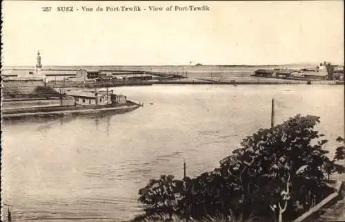 Ak Port Tewfik Suez Port Ägypten, Hafenpartie