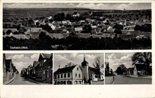 Ak Dalheim in Rheinhessen, Gesamtansicht, Kirche, Straßenpartien