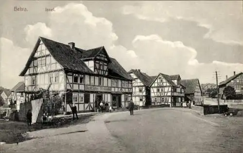 Ak Bebra an der Fulda Hessen, Insel, Fachwerkhäuser