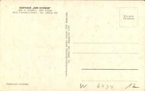 Ak Kleba Niederaula in Hessen, Panorama, Gasthaus Zum Schwan