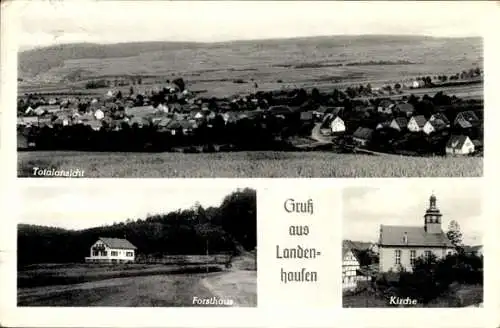 Ak Landenhausen Wartenberg in Hessen, Gesamtansicht, Forsthaus, Kirche