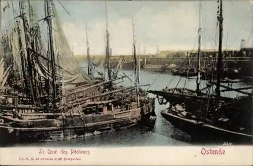 Ak Ostende Westflandern, Fischerkai, Fischerboote