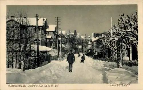 Ak Hahnenklee Goslar im Harz, Hauptstraße, Winter