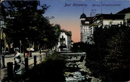 Ak Bad Harzburg am Harz, Herzog Wilhelmstraße, Bach, Kastanien