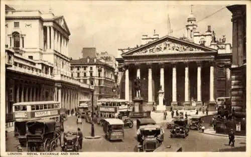 Ak London City England, Bank of England und Royal Exchange