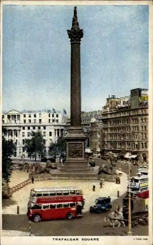 Ak London Stadt England, Trafalgar Square, Nelson Monument