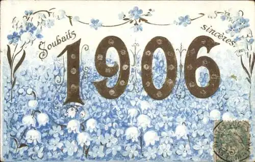 Präge Ak Jahreszahl 1906, Maiglöckchen