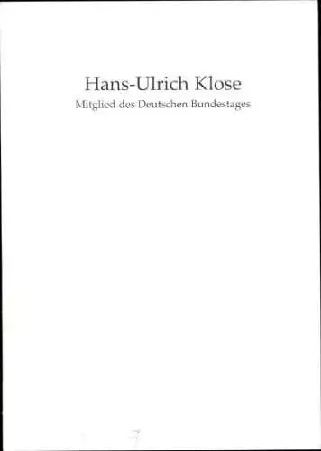 Foto Hans-Ulrich Klose, MdB, Autogramm