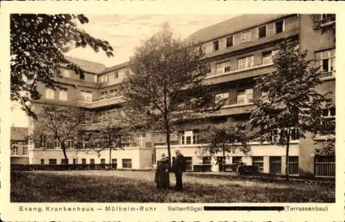 Ak Mülheim an der Ruhr, evangelisches Krankenhaus, Seitenflügel, Terrassenbau