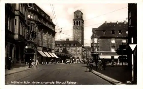 Ak Mülheim an der Ruhr, Hindenburgstraße, Rathaus