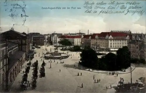 Ak Hannover in Niedersachsen, Blick von der Post, Ernst-August-Platz