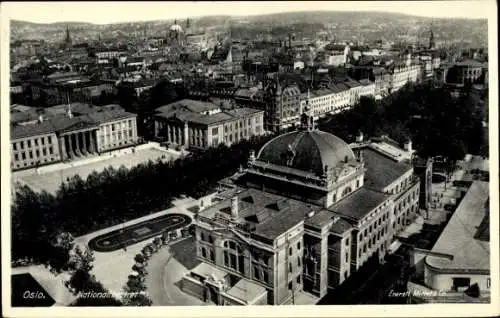 Ak Oslo Norwegen, Nationaltheatret, Blick auf den Ort, Nationaltheater