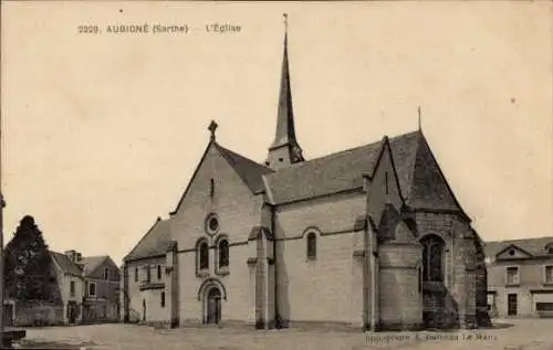 Ak Aubigné Racan Sarthe, Kirche