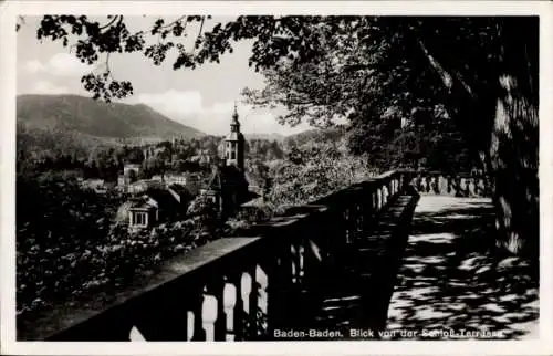 Ak Baden Baden am Schwarzwald, Blick von der Schloss-Terrasse