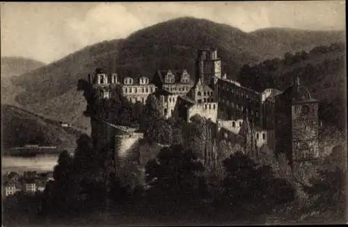 Ak Heidelberg am Neckar, Schloss, Blick vom Friesenweg