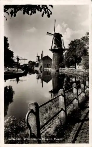 Ak Schiedam Südholland Niederlande, Walvismolen, Nieuwe Haven