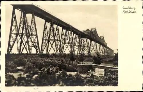 Ak Rendsburg in Schleswig Holstein, Hochbrücke, Parkanlage