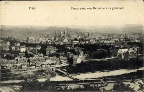 Ak Trier an der Mosel, Panorama von Bellevue aus gesehen