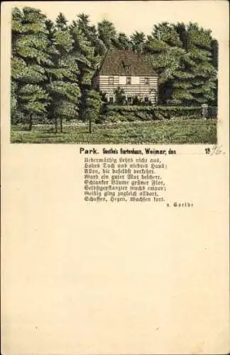 Litho Weimar in Thüringen, Goethes Gartenhaus, Park