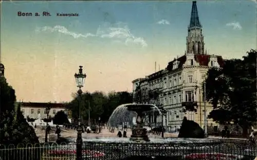 Ak Bonn am Rhein, Kaiserplatz, Springbrunnen, Pfarrkirche St. Marien