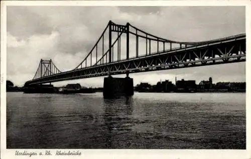 Ak Uerdingen Krefeld am Niederrhein, Rheinbrücke