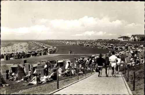 Ak Nordseebad Büsum, Neuer Deich, Weg zum Strand