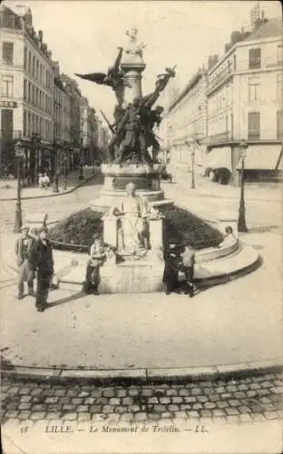 Ak Lille Nord, Le Monument de Testelin, Denkmal, Engel, Kinder, Bibliothek