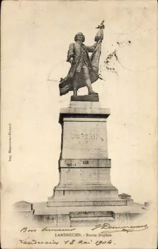 Ak Landrecies Nord, Statue Dupleix, Leon Fagel