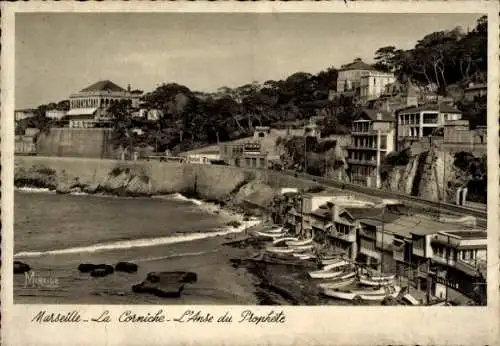 Ak Marseille Bouches du Rhône, La Corniche, Anse du Prophet