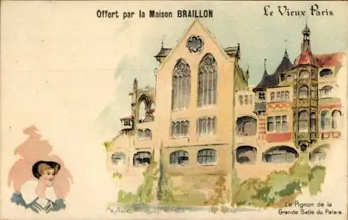 Künstler Litho Robida, Albert, Paris, Pignon de la Grande Salle du Palais