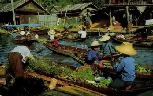 Ak Dhonburi Thailand, Schwimmender Markt Wad Sai