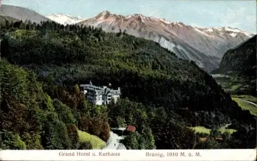 Relief Ak Brünig Kanton Bern, Blick zum Grand Hotel